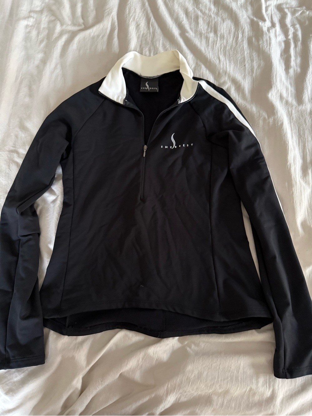 Shebeest Cycling Jersey Black White 1/4 Zip Long Sleeve Small USA Made
